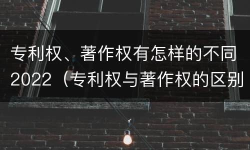 专利权、著作权有怎样的不同2022（专利权与著作权的区别与联系）