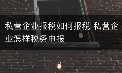 私营企业报税如何报税 私营企业怎样税务申报