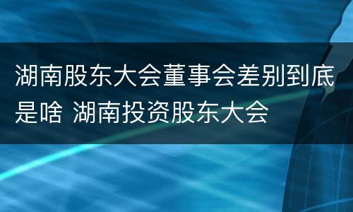 湖南股东大会董事会差别到底是啥 湖南投资股东大会