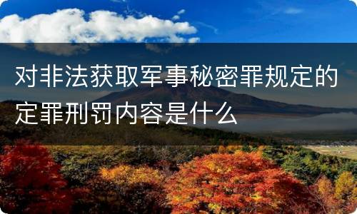 对非法获取军事秘密罪规定的定罪刑罚内容是什么