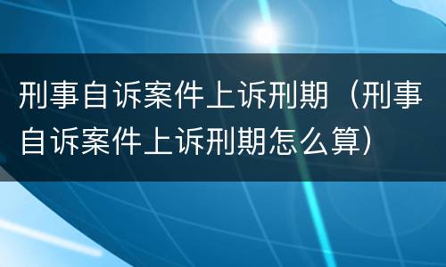 刑事自诉案件上诉刑期（刑事自诉案件上诉刑期怎么算）