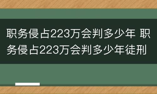 职务侵占223万会判多少年 职务侵占223万会判多少年徒刑