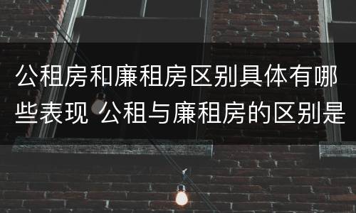 公租房和廉租房区别具体有哪些表现 公租与廉租房的区别是什么