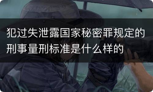 犯过失泄露国家秘密罪规定的刑事量刑标准是什么样的