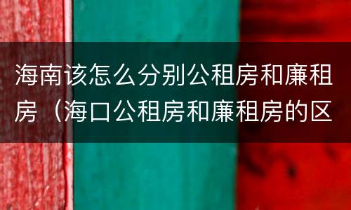 海南该怎么分别公租房和廉租房（海口公租房和廉租房的区别）