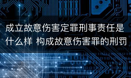 成立故意伤害定罪刑事责任是什么样 构成故意伤害罪的刑罚