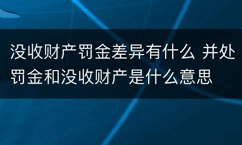 没收财产罚金差异有什么 并处罚金和没收财产是什么意思