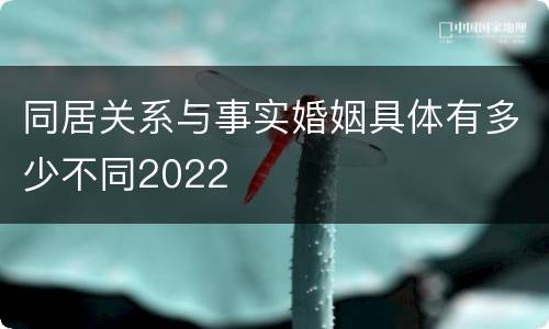 同居关系与事实婚姻具体有多少不同2022