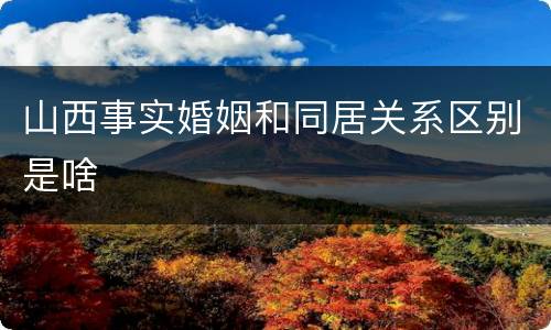 山西事实婚姻和同居关系区别是啥