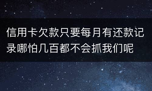 信用卡欠款只要每月有还款记录哪怕几百都不会抓我们呢