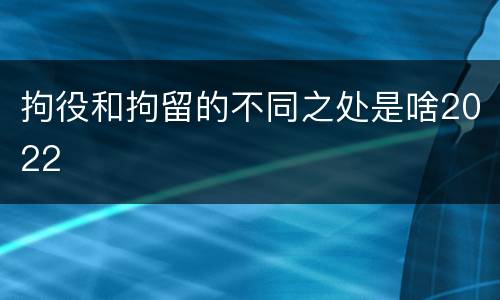 拘役和拘留的不同之处是啥2022