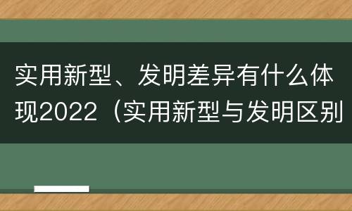 实用新型、发明差异有什么体现2022（实用新型与发明区别）
