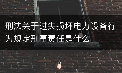 刑法关于过失损坏电力设备行为规定刑事责任是什么