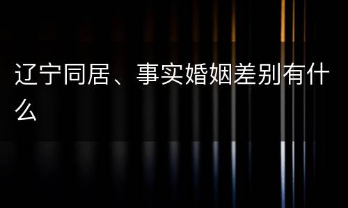 辽宁同居、事实婚姻差别有什么