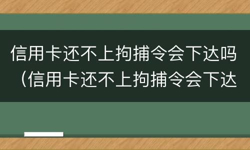 信用卡还不上拘捕令会下达吗（信用卡还不上拘捕令会下达吗知乎）