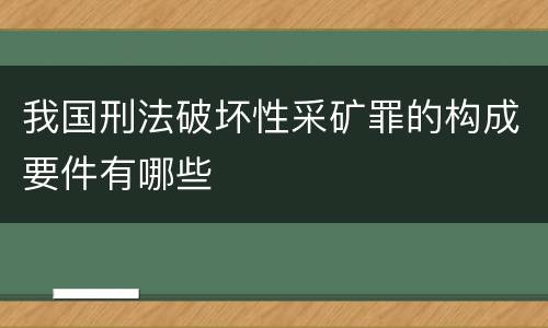 我国刑法破坏性采矿罪的构成要件有哪些