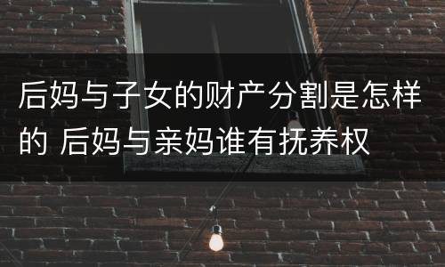 后妈与子女的财产分割是怎样的 后妈与亲妈谁有抚养权