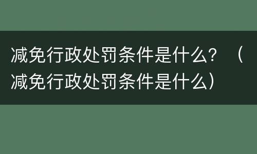 减免行政处罚条件是什么？（减免行政处罚条件是什么）