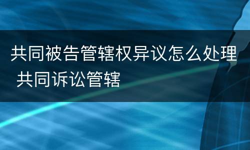 共同被告管辖权异议怎么处理 共同诉讼管辖