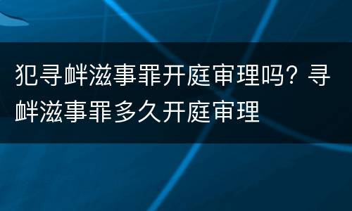 犯寻衅滋事罪开庭审理吗? 寻衅滋事罪多久开庭审理