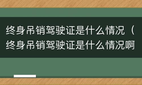 终身吊销驾驶证是什么情况（终身吊销驾驶证是什么情况啊）