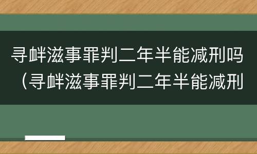 寻衅滋事罪判二年半能减刑吗（寻衅滋事罪判二年半能减刑吗多少钱）