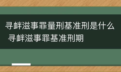 寻衅滋事罪量刑基准刑是什么 寻衅滋事罪基准刑期