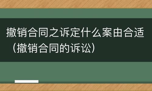 撤销合同之诉定什么案由合适（撤销合同的诉讼）