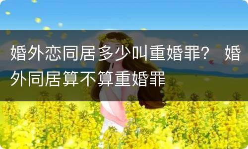 婚外恋同居多少叫重婚罪？ 婚外同居算不算重婚罪