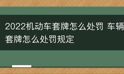 2022机动车套牌怎么处罚 车辆套牌怎么处罚规定